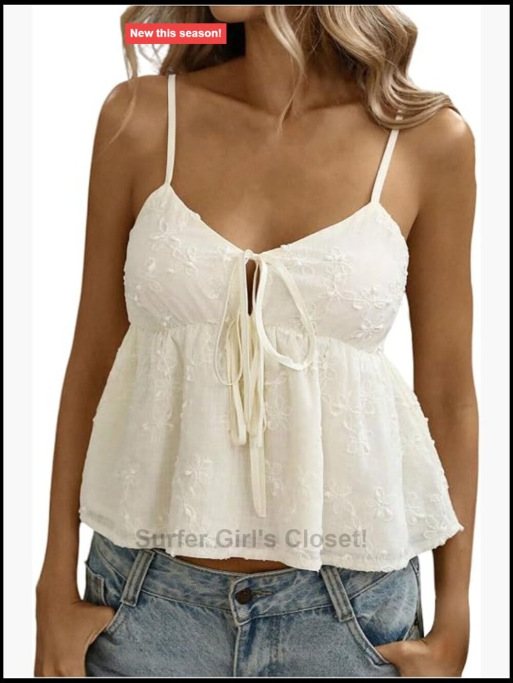 Floral Embroidery Camisole Crop Top Bow Tie Ruffle Sleeveless Backless